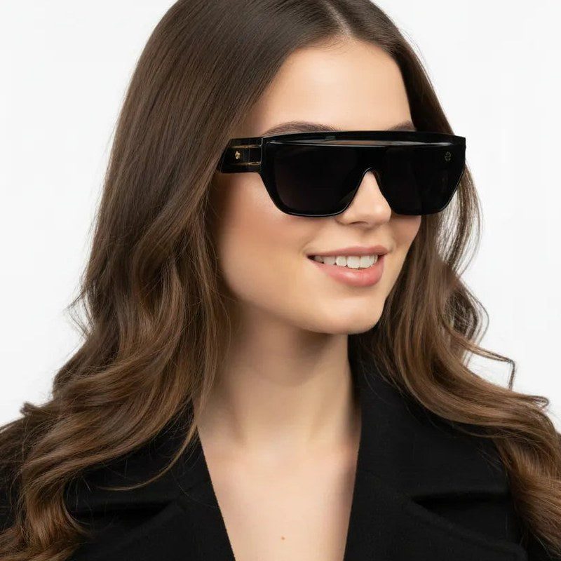 Umbra Black/Gold Medium Full Rim Rectangle Sunglasses for Men & Women — Hashtag Eyewears