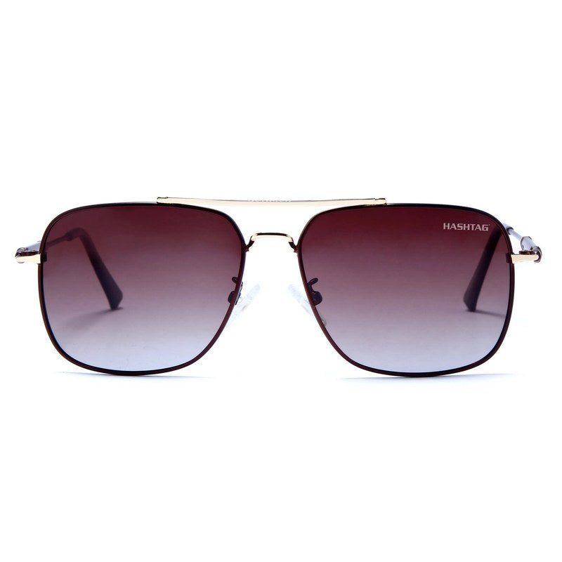 Unity Gradient Brown Medium Full Rim Square Sunglasses for Men & Women — Hashtag Eyewears