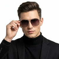 Unity | Gradient Purple Brown Large Full Rim Square Sunglasses for Men [Polarized]
