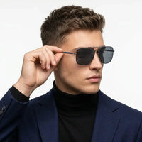 Unity | Grey Medium Full Rim Square Sunglasses for Men [Polarized]