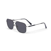 Unity | Silver & Navy Blue Large Full Rim Square Sunglasses for Men [Polarized]