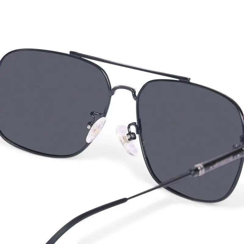 Unity | Silver & Navy Blue Large Full Rim Square Sunglasses for Men [Polarized]