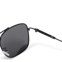 Unity | Silver & Navy Blue Large Full Rim Square Sunglasses for Men [Polarized]