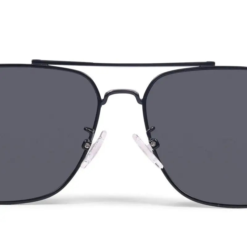 Unity | Silver & Navy Blue Large Full Rim Square Sunglasses for Men [Polarized]