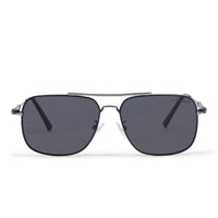 Unity | Silver & Navy Blue Large Full Rim Square Sunglasses for Men [Polarized]
