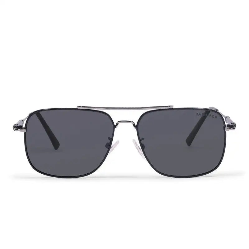 Unity | Silver & Navy Blue Large Full Rim Square Sunglasses for Men [Polarized]