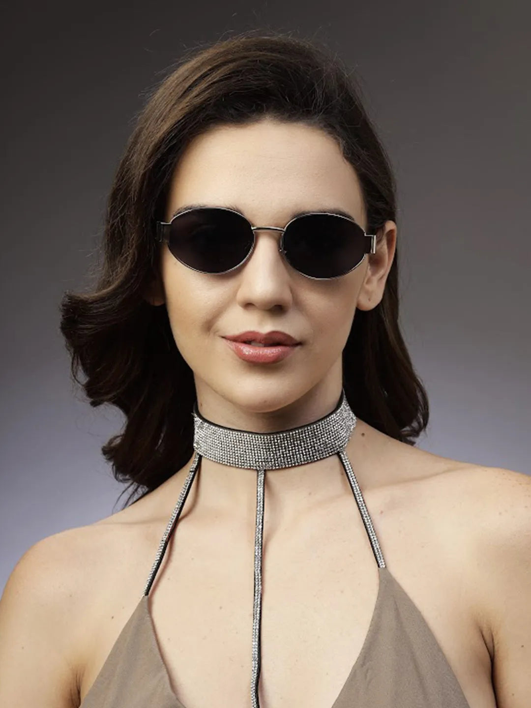 Ivory | Silver Medium Full Rim Oval Sunglasses for Women [UV-protected]