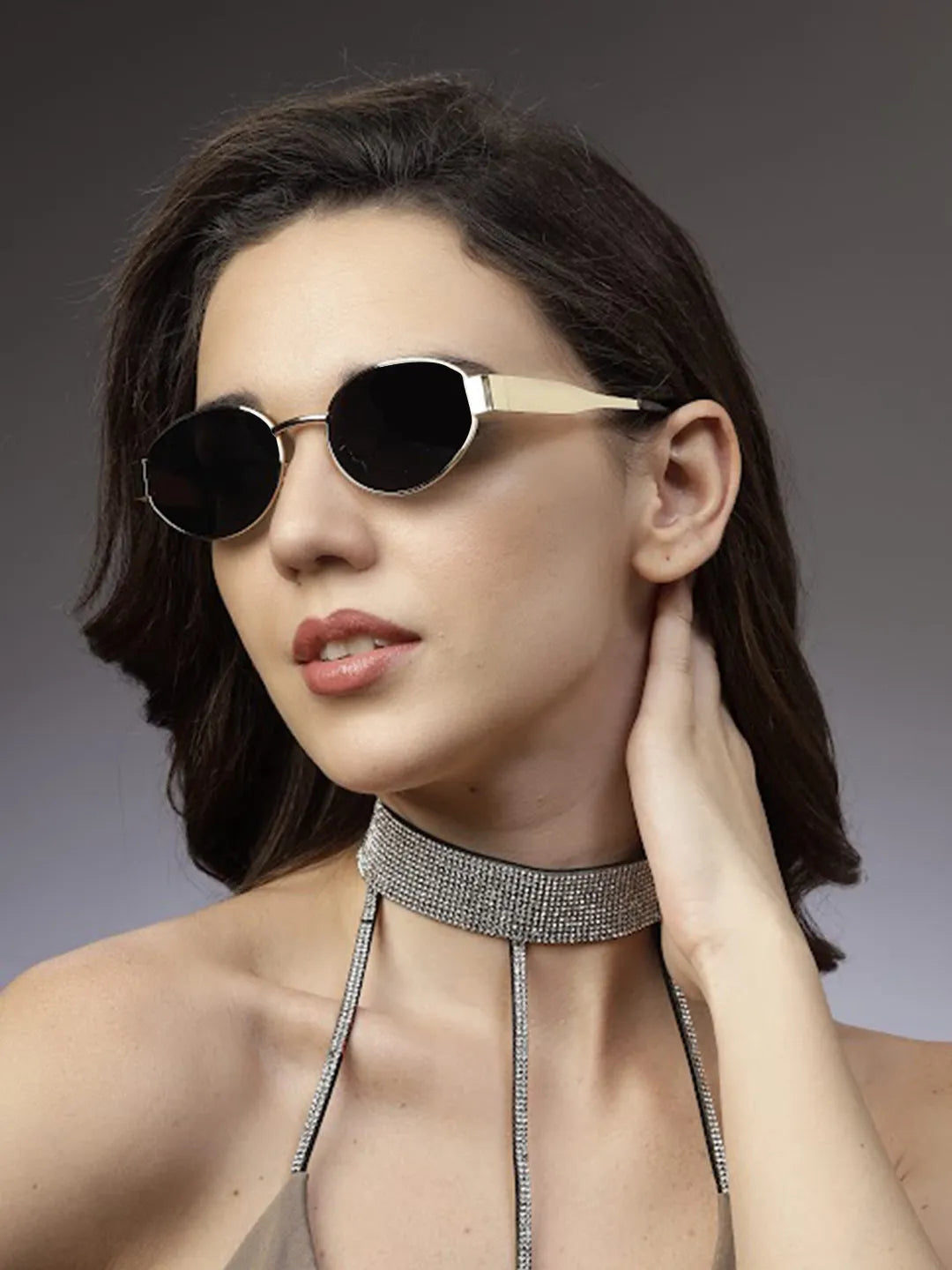 Ivory | Green Medium Full Rim Oval Sunglasses for Women [UV-protected]