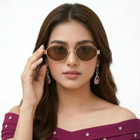 Urbanite | Brown Medium Full Rim Oval Sunglasses for Women [UV-protected]