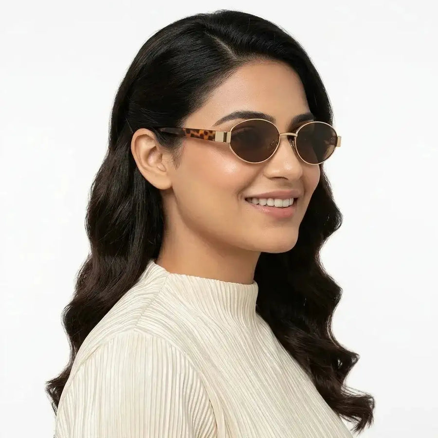 Urbanite | Brown Medium Full Rim Oval Sunglasses for Women [UV-protected]