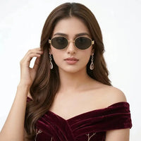 Urbanite | Green Medium Full Rim Oval Sunglasses for Women [UV-protected]