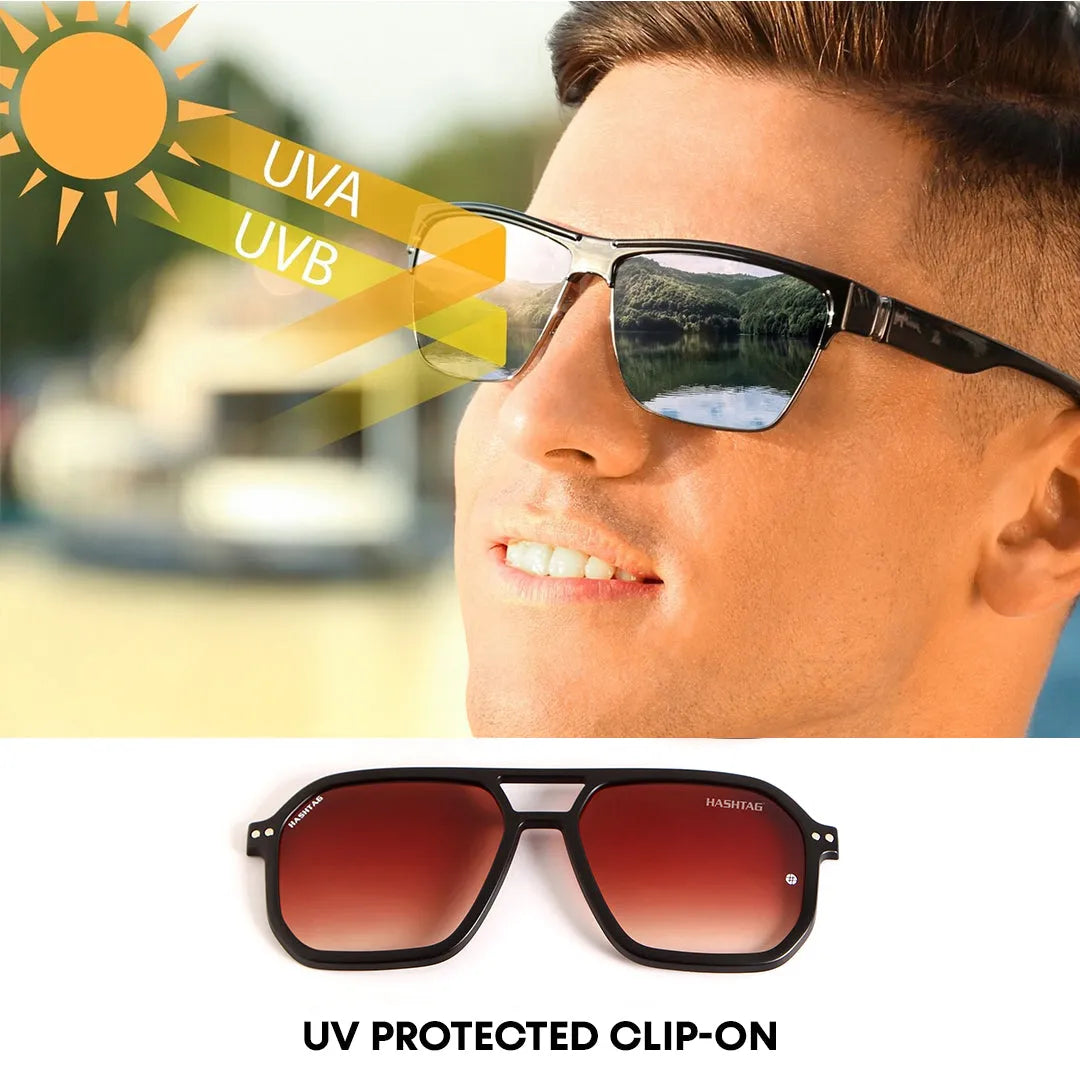 Phoenix | Black Medium Full Rim Square Clip-on for Men & Women [Clip-on]