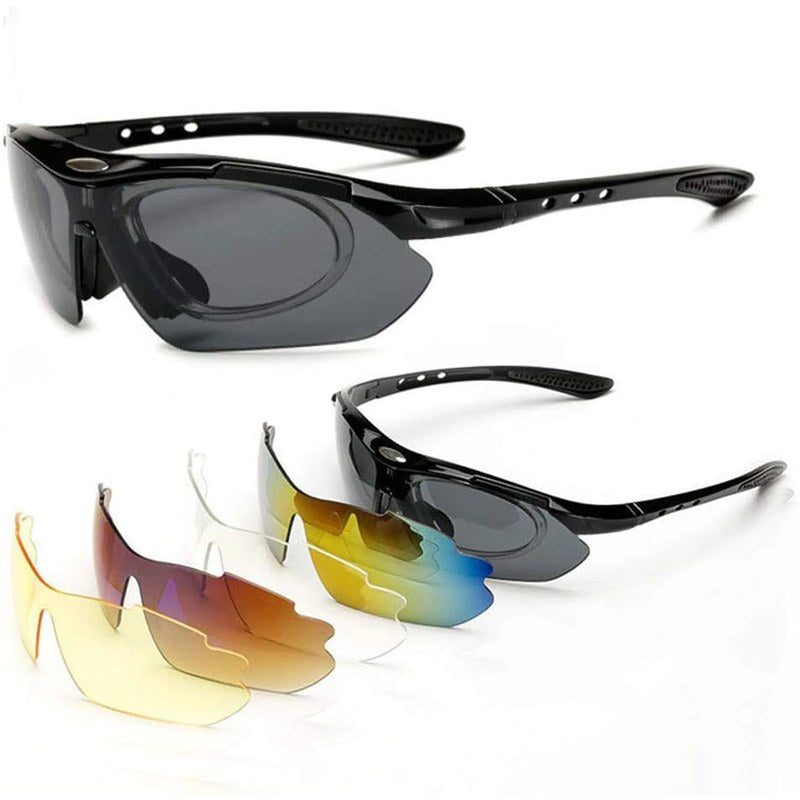 Valkor Black Free Size Half Rim Shield Sports Sunglasses for Men & Women Changeable Lens — Hashtag Eyewears