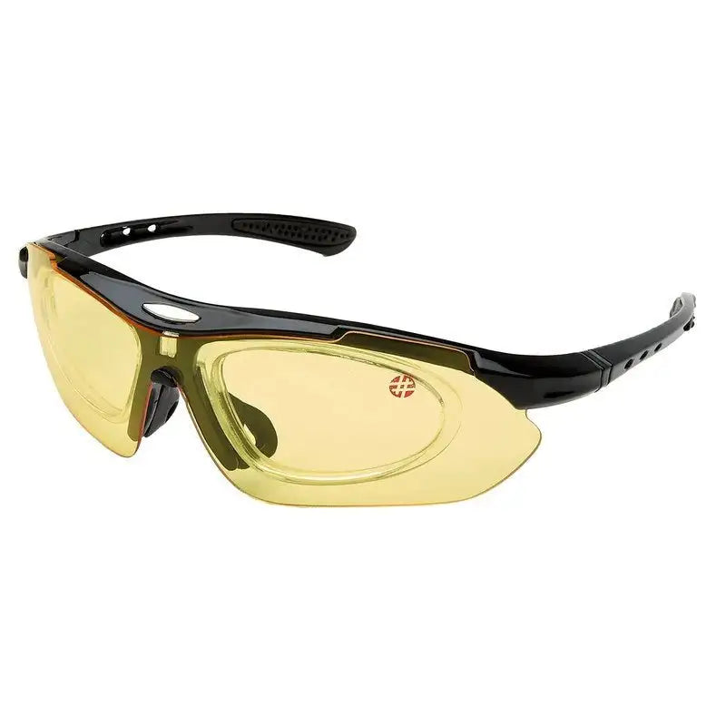 Valkor | Black Free Size Half Rim Shield Sports Sunglasses for Men & Women Changeable Lens[Polarized]