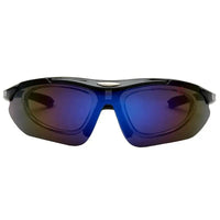 Valkor | Black Free Size Half Rim Shield Sports Sunglasses for Men & Women Changeable Lens[Polarized]