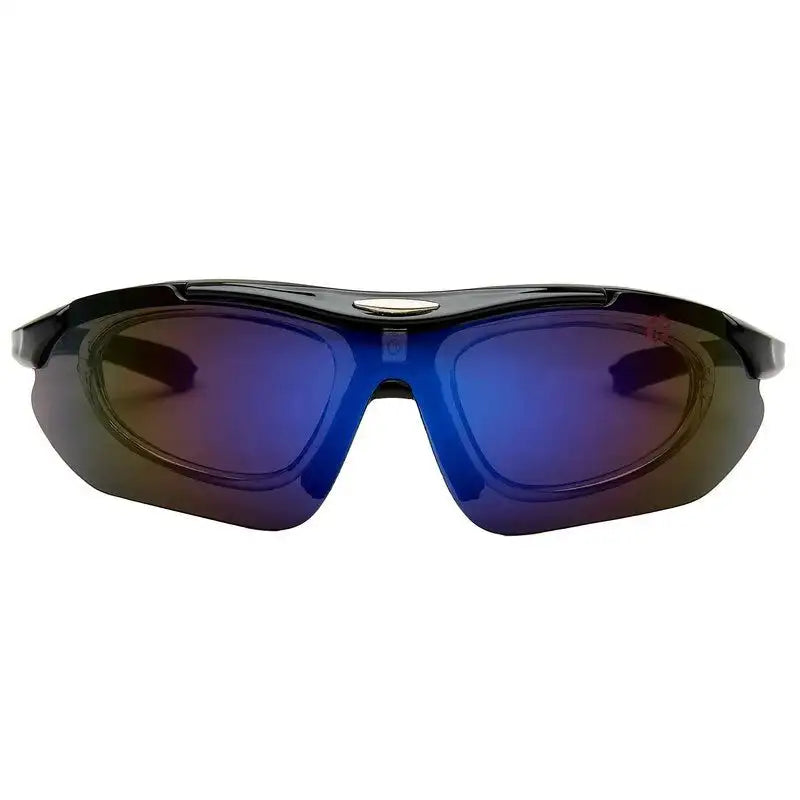 Valkor | Black Free Size Half Rim Shield Sports Sunglasses for Men & Women Changeable Lens[Polarized]
