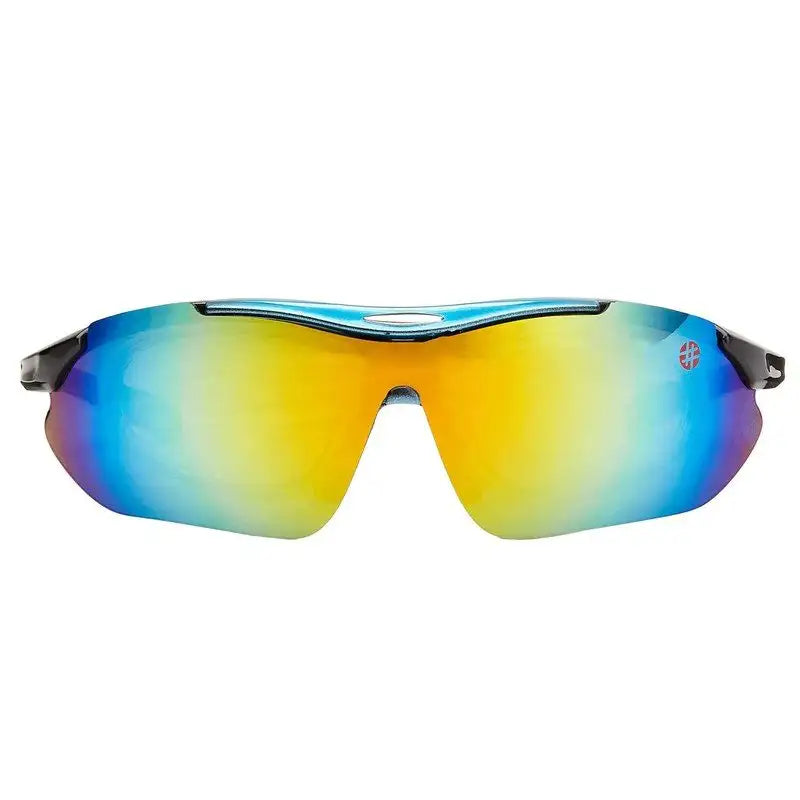 Valkor | Black Free Size Half Rim Shield Sports Sunglasses for Men & Women Changeable Lens[Polarized]
