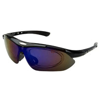 Valkor | Black Free Size Half Rim Shield Sports Sunglasses for Men & Women Changeable Lens[Polarized]