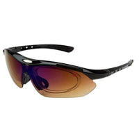 Valkor | Black Free Size Half Rim Shield Sports Sunglasses for Men & Women Changeable Lens[Polarized]