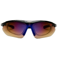 Valkor | Black Free Size Half Rim Shield Sports Sunglasses for Men & Women Changeable Lens[Polarized]