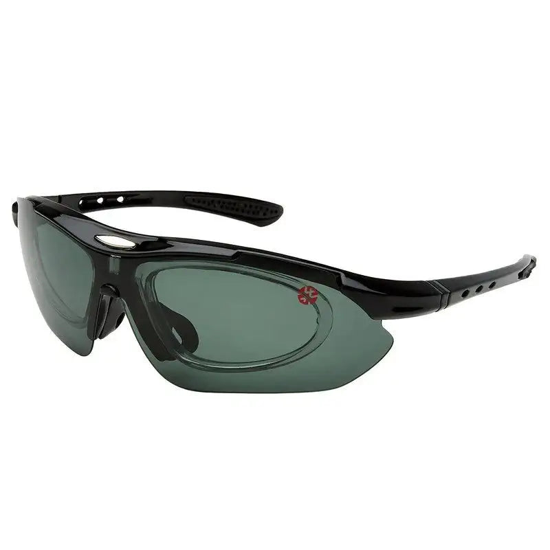 Valkor | Black Free Size Half Rim Shield Sports Sunglasses for Men & Women Changeable Lens[Polarized]