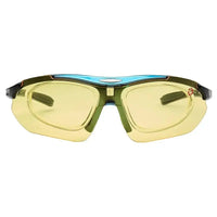 Valkor | Blue & Black Free Size Half Rim Shield Sports Sunglasses for Men & Women Changeable Lens  [Polarized]