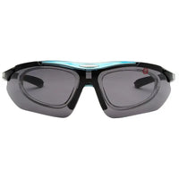 Valkor | Blue & Black Free Size Half Rim Shield Sports Sunglasses for Men & Women Changeable Lens  [Polarized]