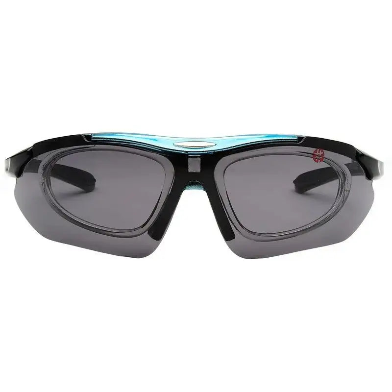 Valkor | Blue & Black Free Size Half Rim Shield Sports Sunglasses for Men & Women Changeable Lens  [Polarized]