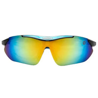 Valkor | Blue & Black Free Size Half Rim Shield Sports Sunglasses for Men & Women Changeable Lens  [Polarized]
