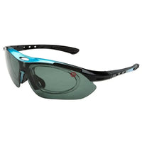 Valkor | Blue & Black Free Size Half Rim Shield Sports Sunglasses for Men & Women Changeable Lens  [Polarized]