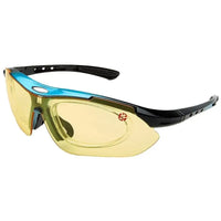 Valkor | Blue & Black Free Size Half Rim Shield Sports Sunglasses for Men & Women Changeable Lens  [Polarized]