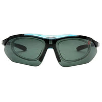 Valkor | Blue & Black Free Size Half Rim Shield Sports Sunglasses for Men & Women Changeable Lens  [Polarized]
