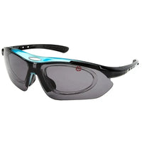 Valkor | Blue & Black Free Size Half Rim Shield Sports Sunglasses for Men & Women Changeable Lens  [Polarized]