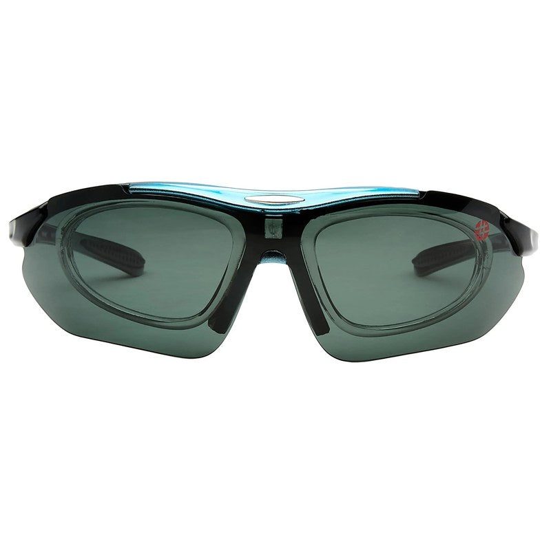 Valkor Blue & Black Free Size Half Rim Shield Sports Sunglasses for Men & Women Changeable Lens — Hashtag Eyewears
