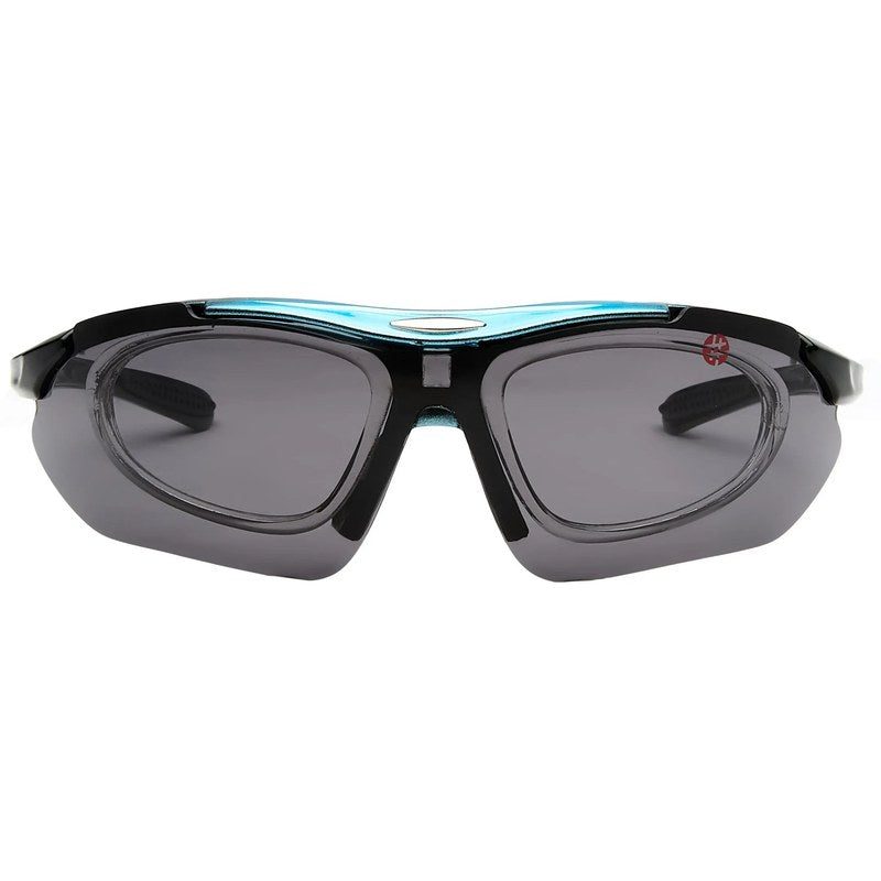 Valkor Blue & Black Free Size Half Rim Shield Sports Sunglasses for Men & Women Changeable Lens — Hashtag Eyewears