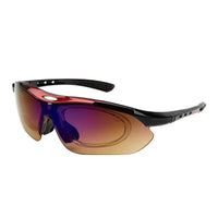 Valkor | Red & Black Free Size Half Rim Shield Sports Sunglasses for Men & Women Changeable Lens [Polarized]