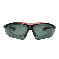 Valkor | Red & Black Free Size Half Rim Shield Sports Sunglasses for Men & Women Changeable Lens [Polarized]