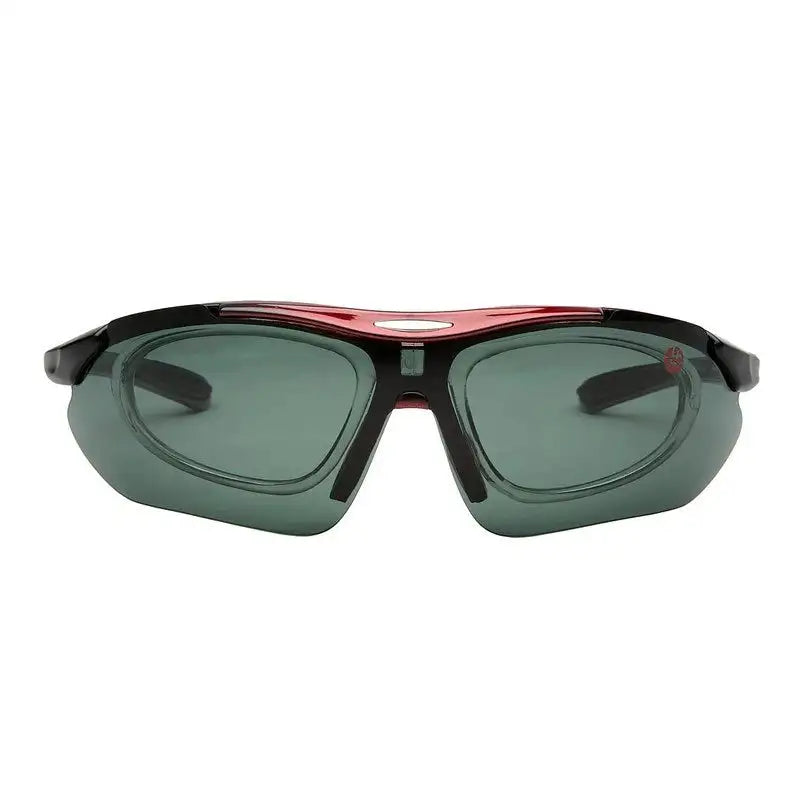 Valkor | Red & Black Free Size Half Rim Shield Sports Sunglasses for Men & Women Changeable Lens [Polarized]