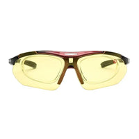Valkor | Red & Black Free Size Half Rim Shield Sports Sunglasses for Men & Women Changeable Lens [Polarized]