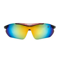 Valkor | Red & Black Free Size Half Rim Shield Sports Sunglasses for Men & Women Changeable Lens [Polarized]
