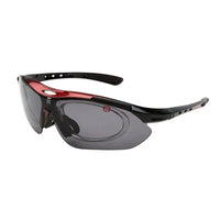 Valkor | Red & Black Free Size Half Rim Shield Sports Sunglasses for Men & Women Changeable Lens [Polarized]