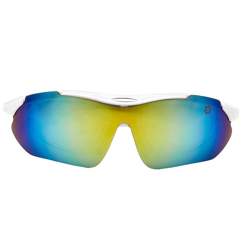 Valkor White Free Size Half Rim Shield Sports Sunglasses for Men & Women Changeable Lens — Hashtag Eyewears