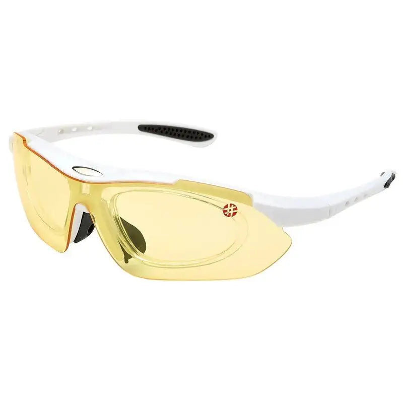 Valkor | White Free Size Half Rim Shield Sports Sunglasses for Men & Women Changeable Lens [Polarized]