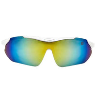 Valkor | White Free Size Half Rim Shield Sports Sunglasses for Men & Women Changeable Lens [Polarized]