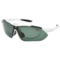 Valkor | White Free Size Half Rim Shield Sports Sunglasses for Men & Women Changeable Lens [Polarized]
