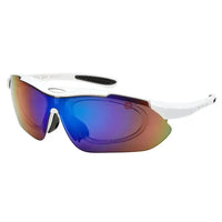 Valkor | White Free Size Half Rim Shield Sports Sunglasses for Men & Women Changeable Lens [Polarized]