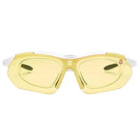 Valkor | White Free Size Half Rim Shield Sports Sunglasses for Men & Women Changeable Lens [Polarized]