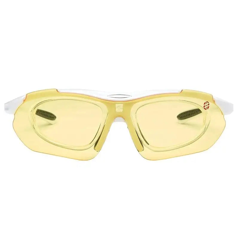 Valkor | White Free Size Half Rim Shield Sports Sunglasses for Men & Women Changeable Lens [Polarized]