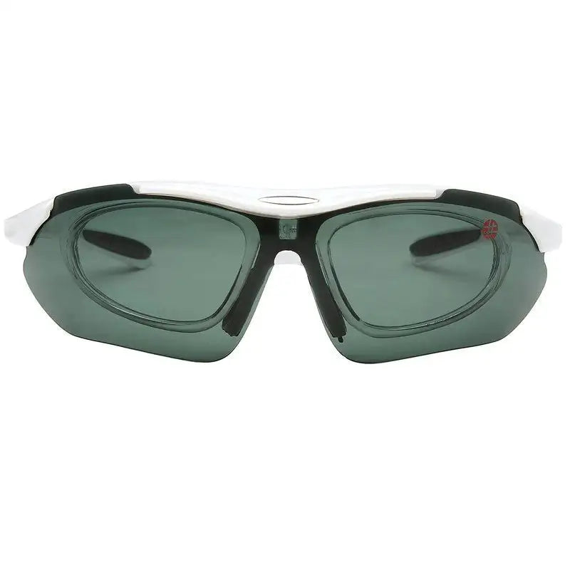 Valkor | White Free Size Half Rim Shield Sports Sunglasses for Men & Women Changeable Lens [Polarized]