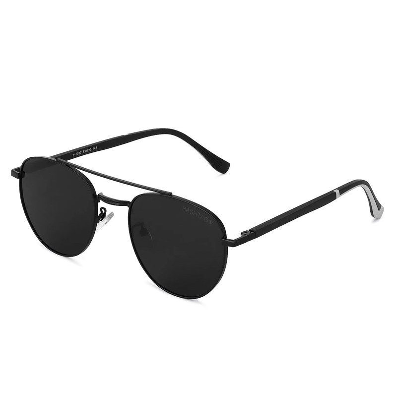 Valkyra Black Large Full Rim Aviator Sunglasses for Men & Women — Hashtag Eyewears